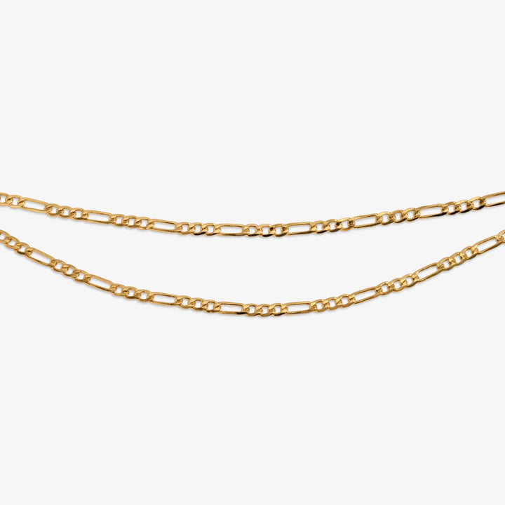 Double Figaro Gold Plated 23cm + 3cm Extender Anklet 8533Joma Jewellery8533