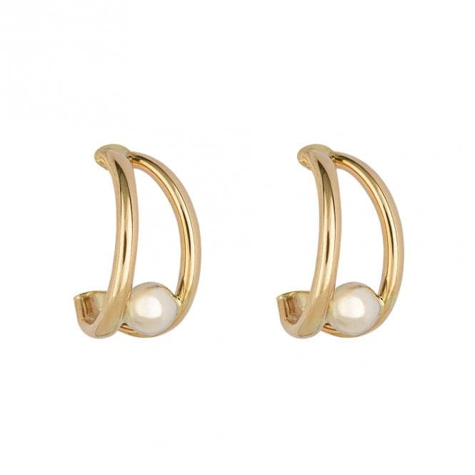 Double Row Arc Stud Yellow and White Gold Earrings GE2409Elements GoldGE2409