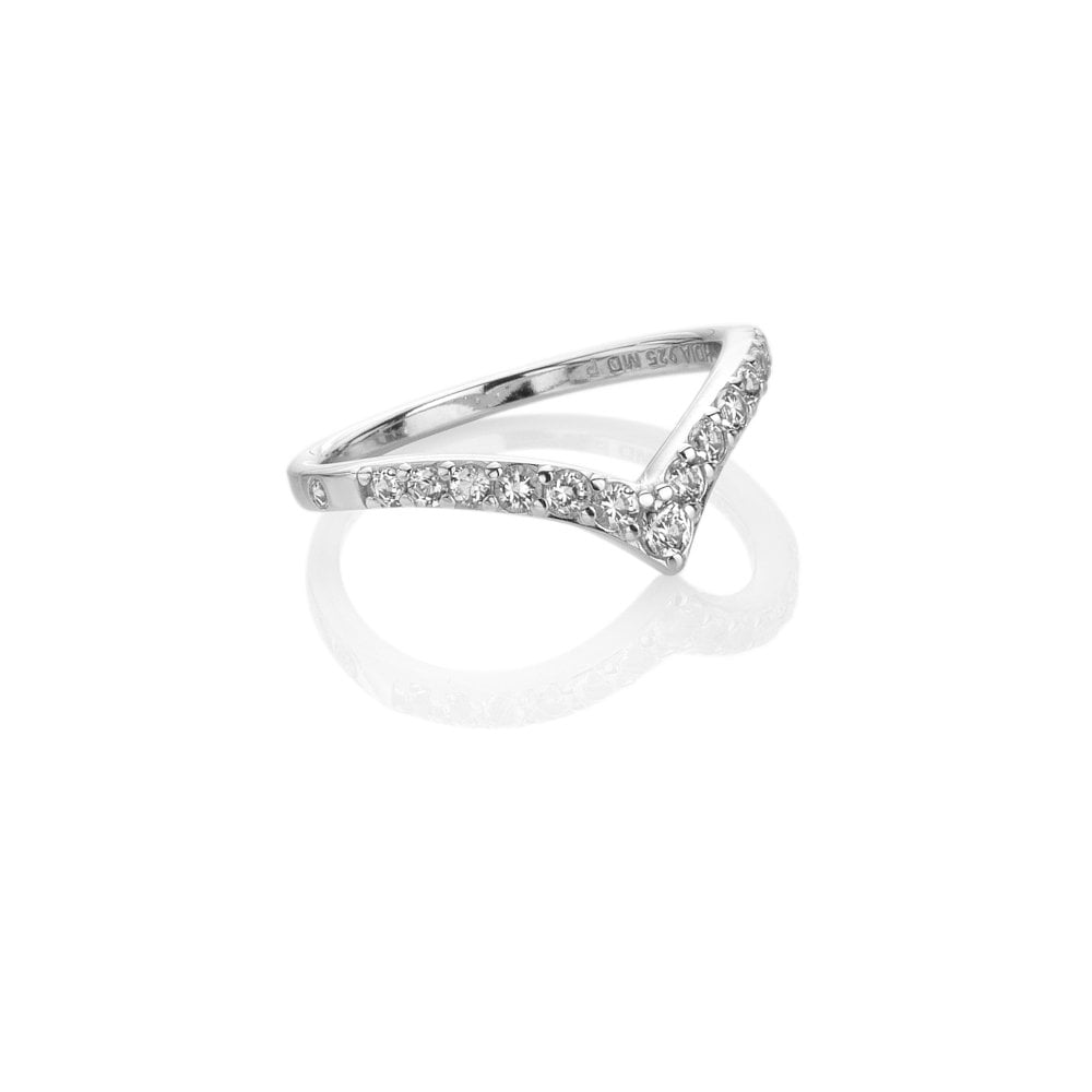 Silver ring with small diamonds on a white background