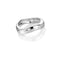 Silver ring with a small diamond on a white background