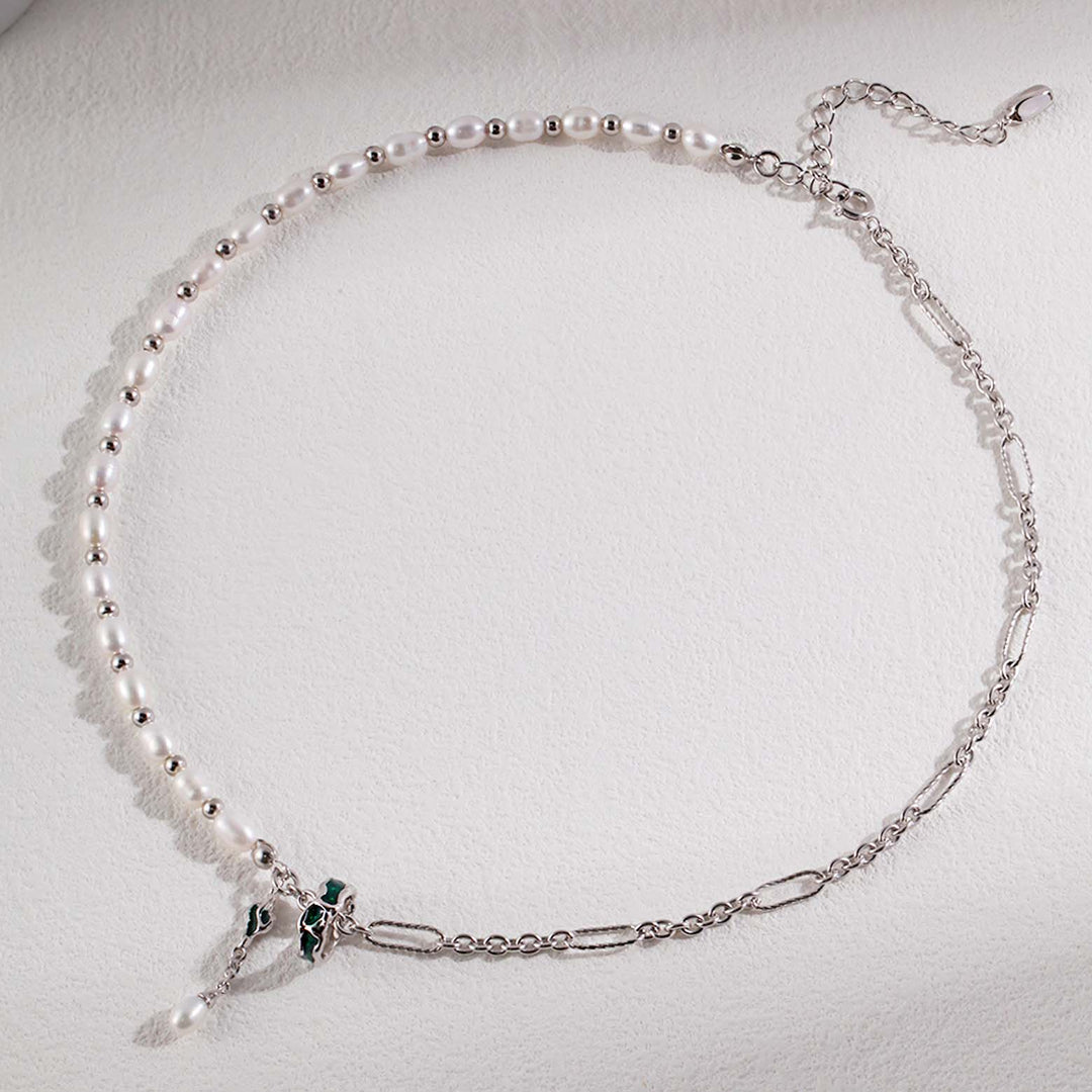 Drip Glaze Bead Gold Pearl Necklace