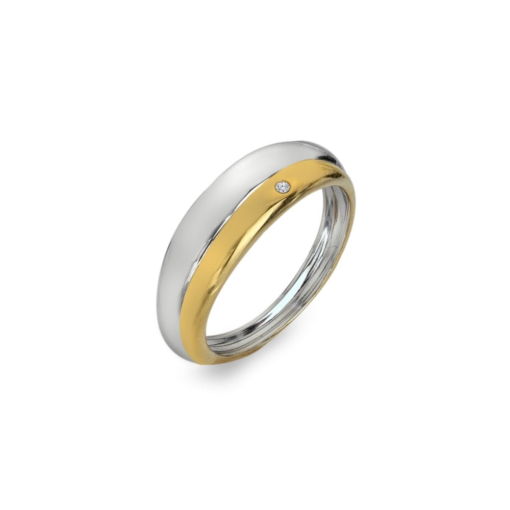 Sterling Silver Droplet Two Tone Ring DR312