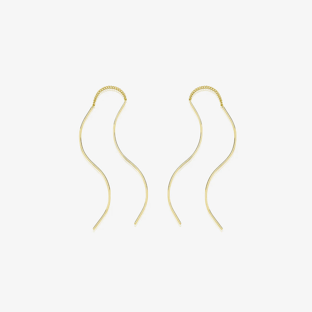 Flow drop short threader earrings-0