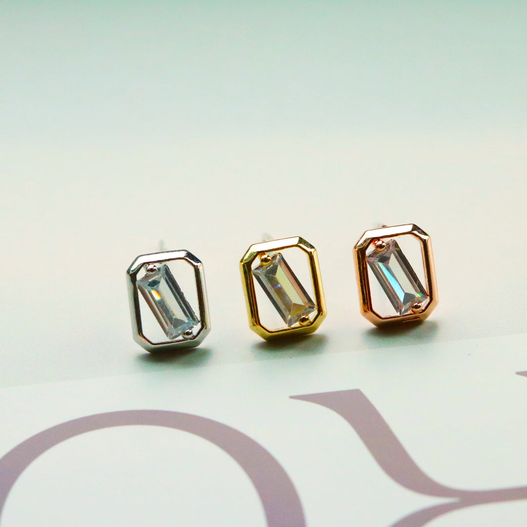 Square cubic earrings-1