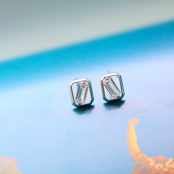 Square cubic earrings-0