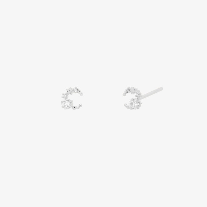 Tiny moon star cubic earrings-4
