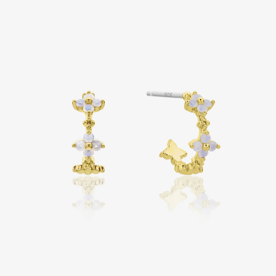 Moonstone clover semi-hoop earrings-0