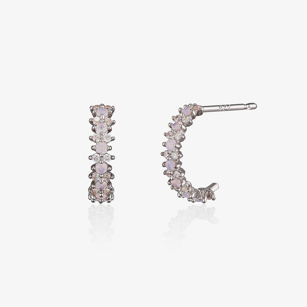 Snowflake semi-hoop earrings-5