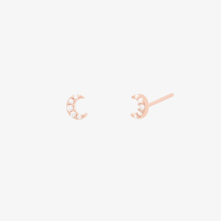 Tiny crystal moon stud earrings-4