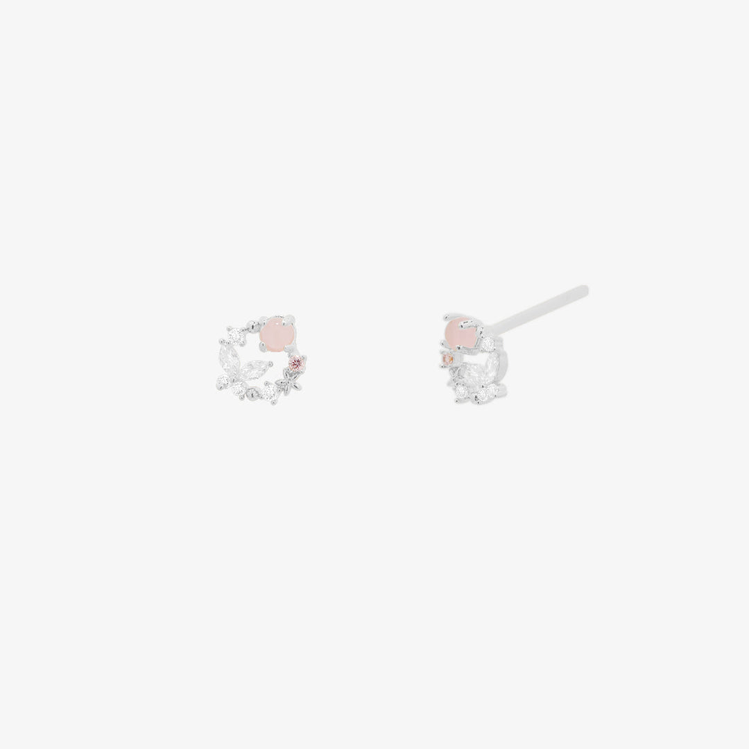 Butterfly rose quartz stud earrings-4