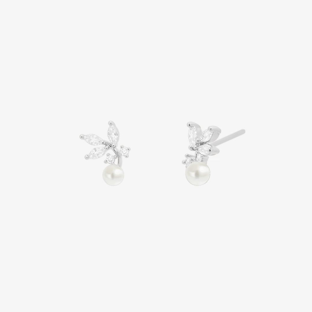 Cubic branch pearl earrings-5