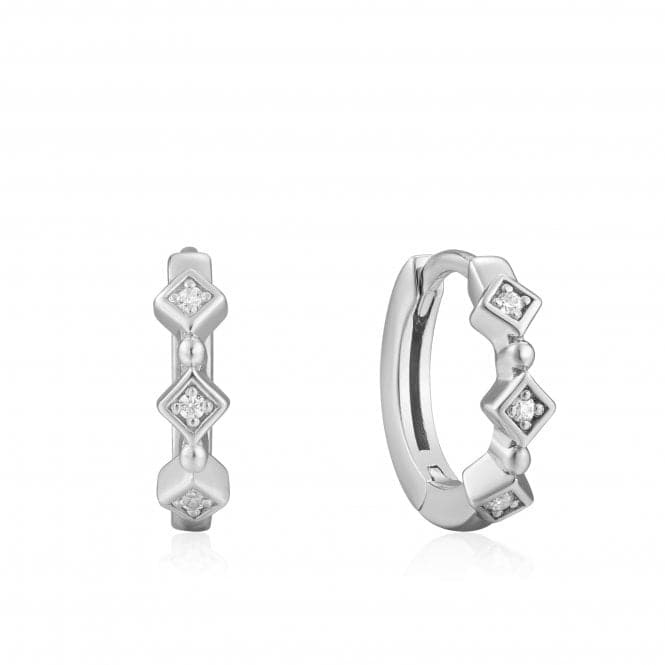 Ear We Go Rhodium Sparkle Huggie Hoops E023 - 01HAnia HaieE023 - 01H