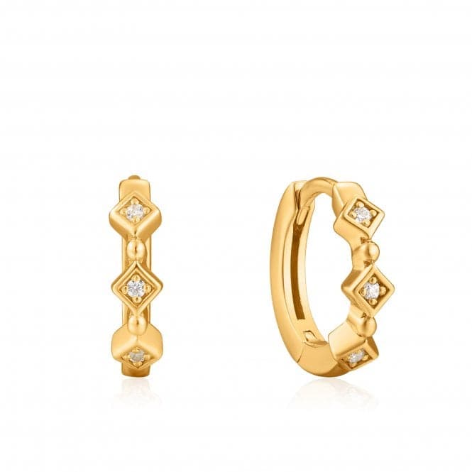 Ear We Go Shiny Gold Sparkle Huggie Hoops E023 - 01GAnia HaieE023 - 01G