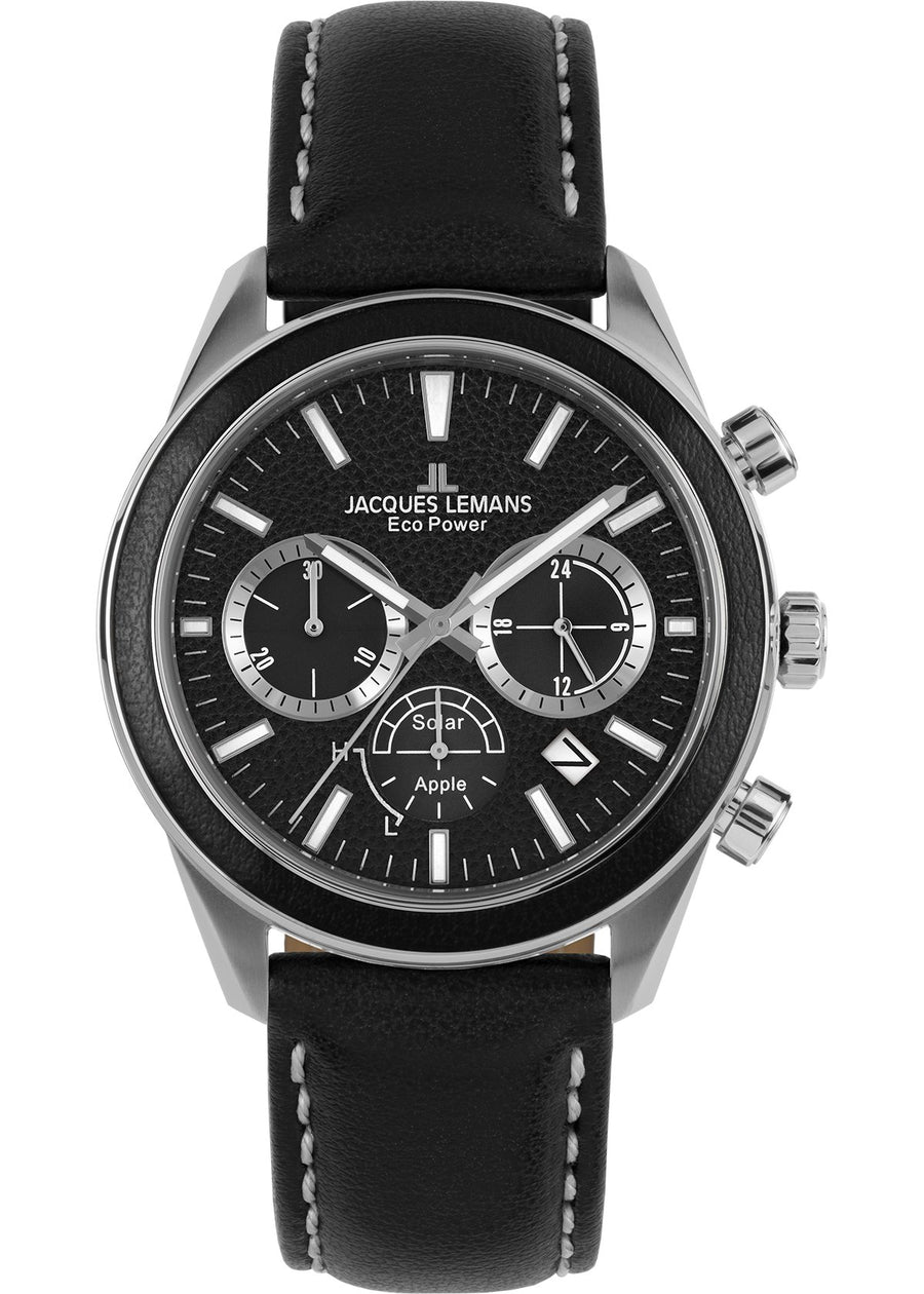 Eco Power Solar Chronograph Black Vegan Strap Men's WatchThe Fine CollectiveBA0071718