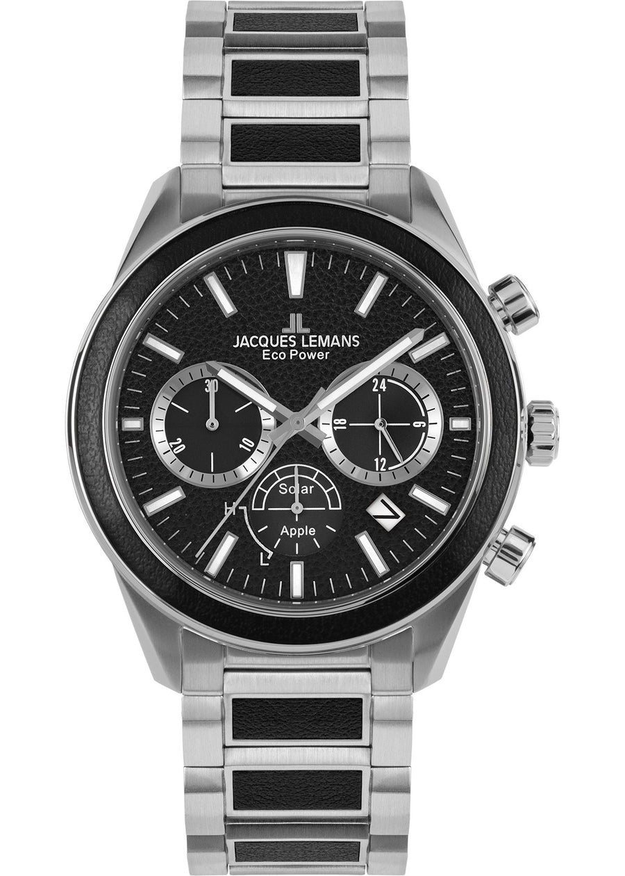 Eco Power Solar Chronograph Stainless Steel Men's Bracelet WatchThe Fine CollectiveBA0071715