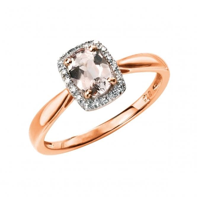 Elements 9ct Rose Gold Diamond And Morganite Ring GR517PElements GoldGR517P 52