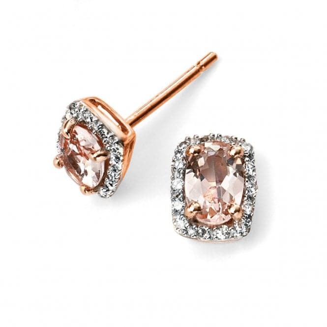 Elements 9ct Rose Gold Diamond And Morose Goldanite Earrings GE2026PElements GoldGE2026P