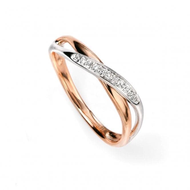 Elements 9ct White And Rose Gold Diamond Twist Ring GR447Elements GoldGR447 52