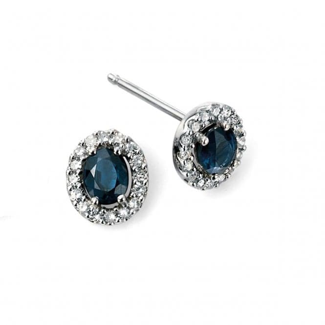 Elements 9ct White Gold Blue Sapphire And Diamond Cluster Earrings GE943LElements GoldGE943L