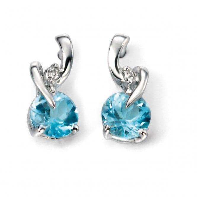 Elements 9ct White Gold Blue Topaz And Diamond Earring GE994TElements GoldGE994T