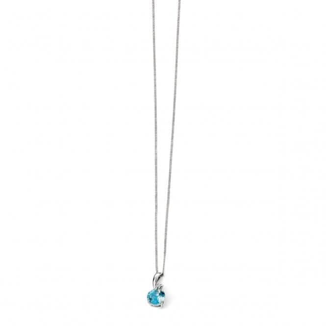 Elements 9ct White Gold Blue Topaz And Diamond Pendant GP969TElements GoldGP969T