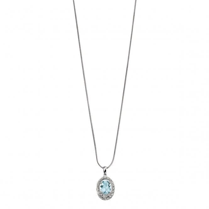 Elements 9ct White Gold Diamond Rounds Oval Aquamarine Pendant GP637TZ475GN060Elements GoldGP637T