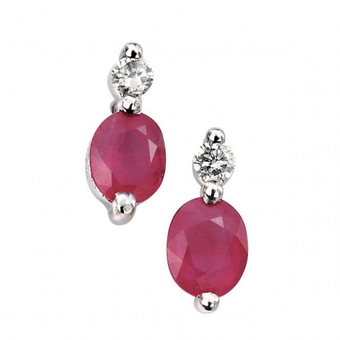 Elements 9ct White Gold Diamond Ruby Earrings GE752RZ475Elements GoldGE752R