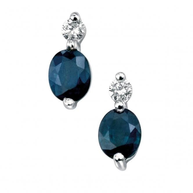 Elements 9ct White Gold Diamond Sapphire Earrings GE753LZ475Elements GoldGE753L