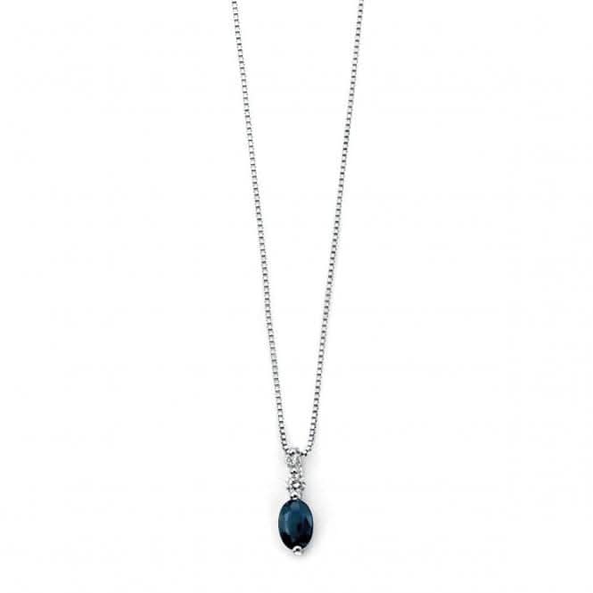 Elements 9ct White Gold Diamond Sapphire Pendant GP735LZ475GN187Elements GoldGP735L
