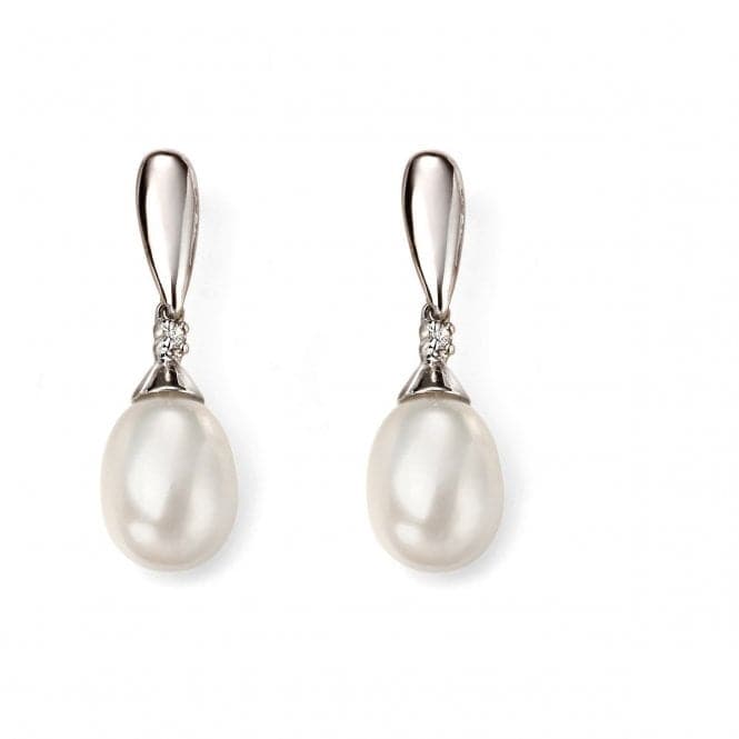 Elements 9ct White Gold Pearl And Diamond Earring GE2075WElements GoldGE2075W