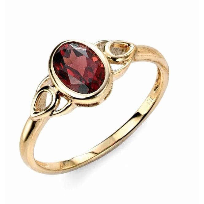 Elements 9ct Yellow Gold Garnet Celtic Style Ring GR467RElements GoldGR467R 52