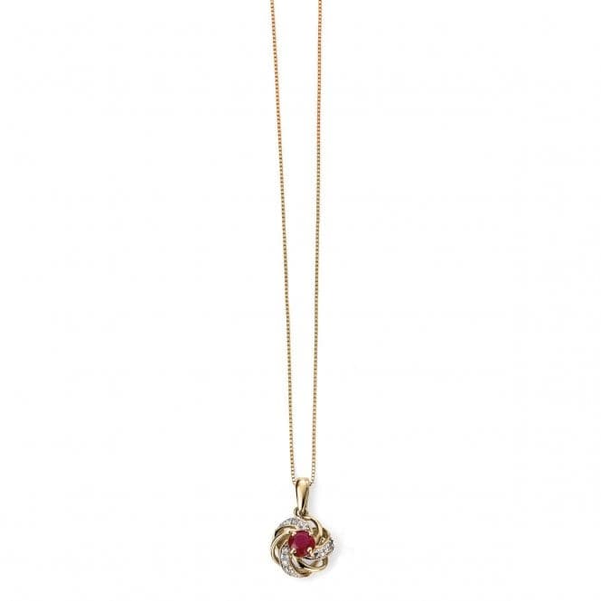 Elements 9ct Yellow Gold Ruby And Diamond Cluster Pendant GP977RElements GoldGP977R