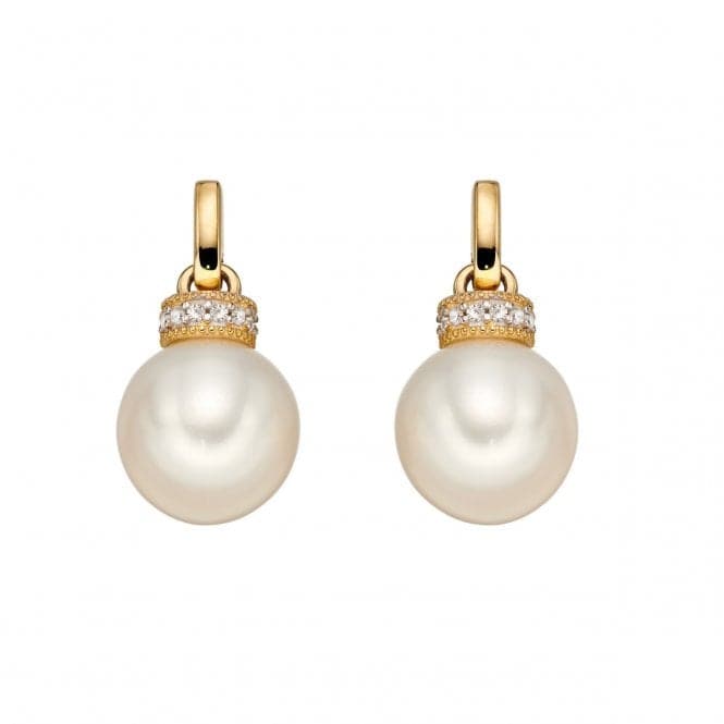 Elements Gold White Pearl Yellow Gold Rondelle Earrings GE2231WElements GoldGE2231W