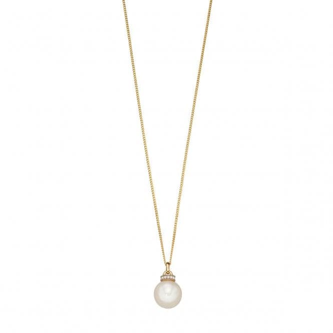 Elements Gold White Pearl Yellow Gold Rondelle Pendant GP2120WElements GoldGP2120W