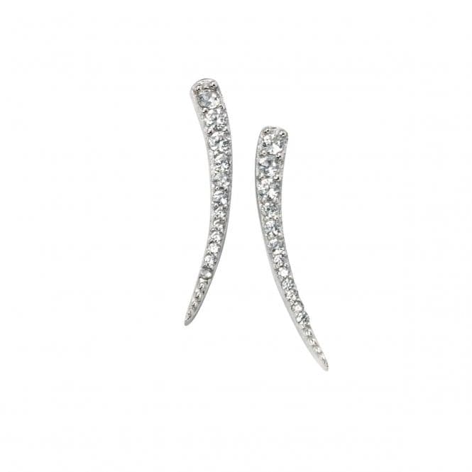 Elements Rhodium Plated Cear CZ Curved Bar Earrings E5108CBeginningsE5108C