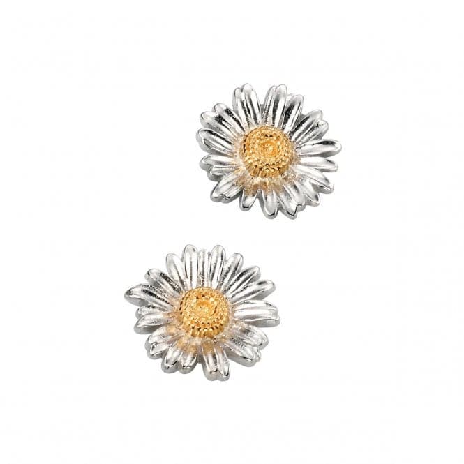 Elements Rhodium Plated Gold Plate Detail Daisy Stud Earrings E4989BeginningsE4989