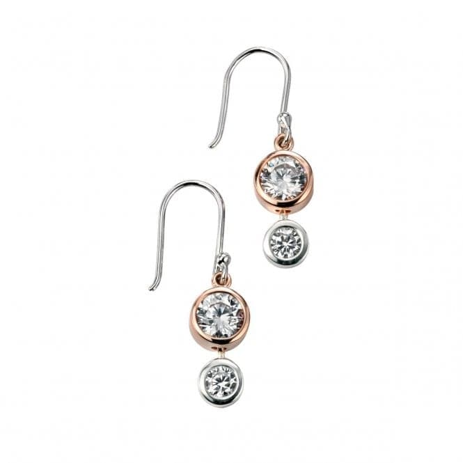 Elements Rose Gold Plated Double CZ Drop Earrings E4917CBeginningsE4917C