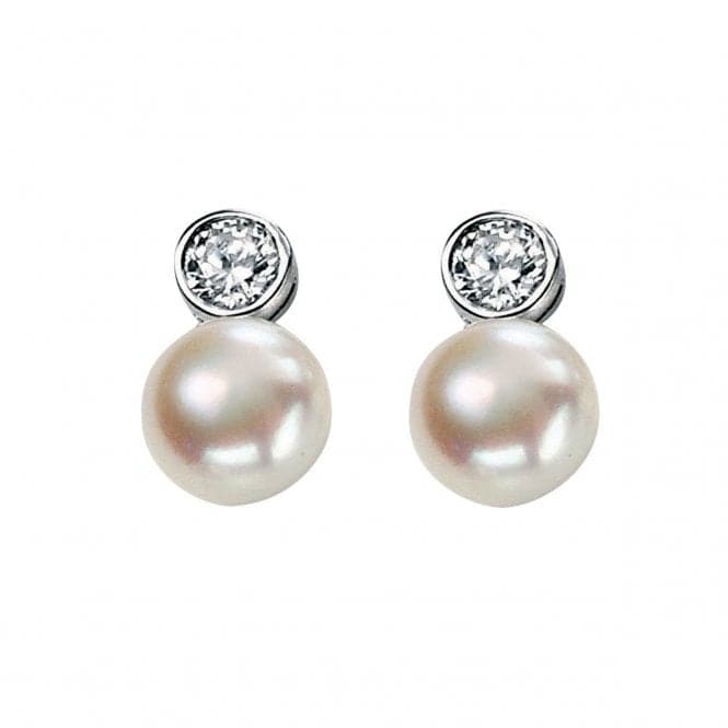 Elements Silver CZ And White Pearl Drop Earrings E3384WZ364BeginningsE3384W