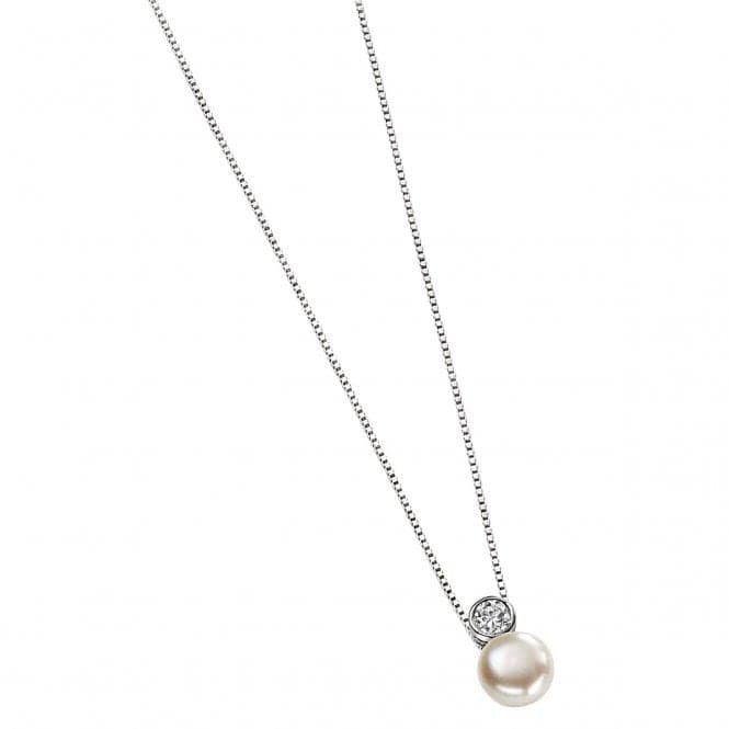 Elements Silver CZ And White Pearl Drop Pendant P2855WZ364N217BeginningsP2855W