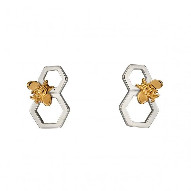 Elements Silver Honeycomb And Bee Silver Yellow Gold Earrings E5676BeginningsE5676