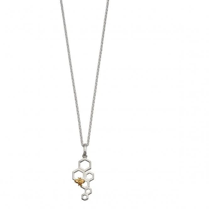 Elements Silver Honeycomb And Bee Silver Yellow Gold Plating Pendant P4674BeginningsP4674