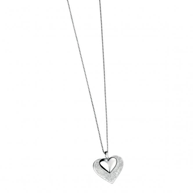 Elements Silver Layered Scratch Finish And Polished Heart Pendant P2996Z364N722BeginningsP2996