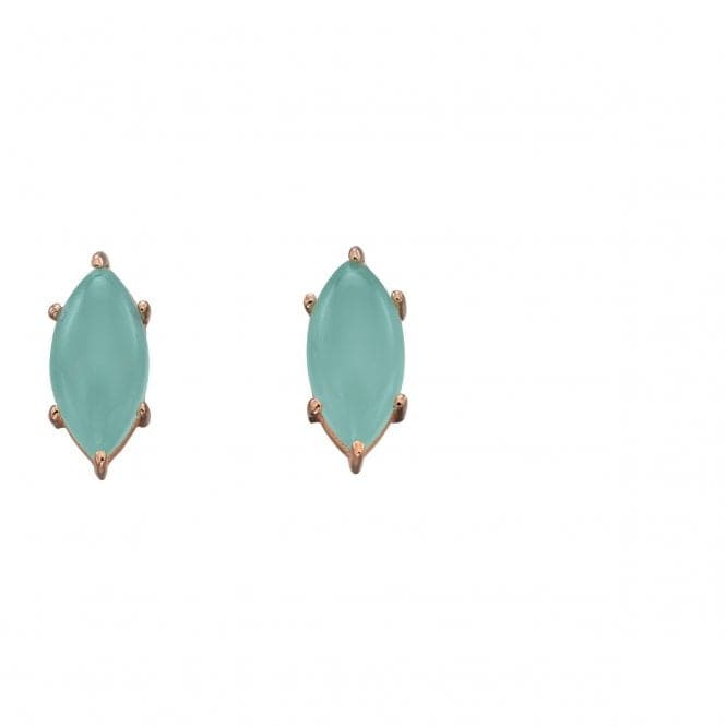 Elements Silver Marquise Cab Aqua Chalcedony Rose Gold Plate Earrings E5705TBeginningsE5705T