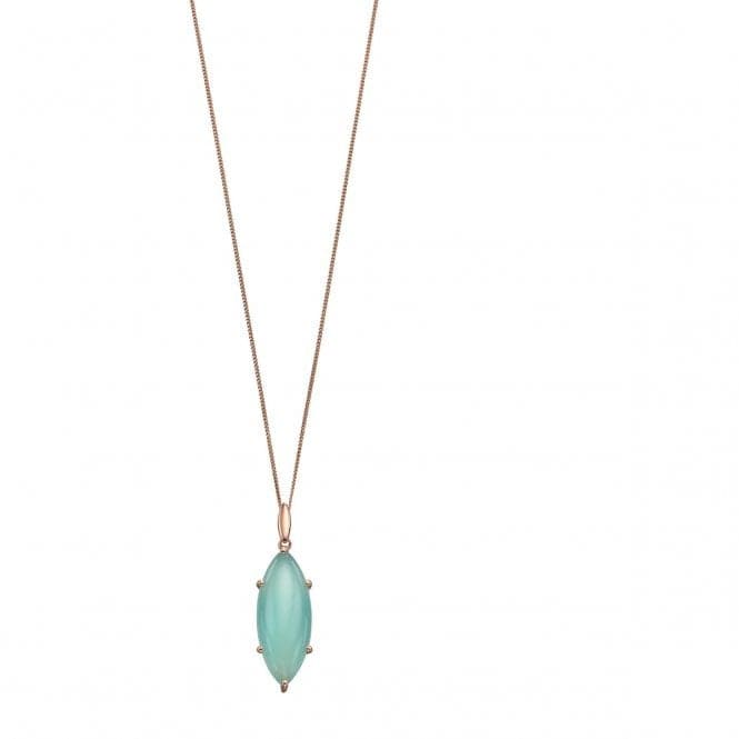 Elements Silver Marquise Cab Aqua Chalcedony Rose Gold Plate Pendant P4690TBeginningsP4690T