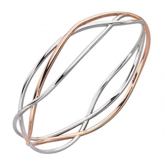 Elements Silver Rose Gold Detail Twist Wrap Bracelet B5144BeginningsB5144