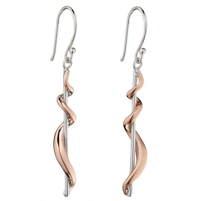 Elements Silver Rose Gold Detail Twsist Drop Earrings E5696BeginningsE5696