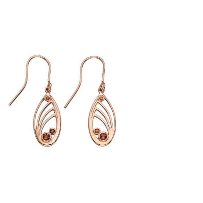 Elements Silver Rose Gold Plate Quilling Swarovski Smoky Topaz Earrings E5516YBeginningsE5516Y