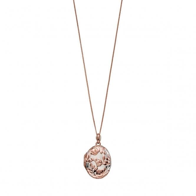 Elements Silver Rose Gold Plated Rose Bush Embossed Locket Pendant P4702BeginningsP4702