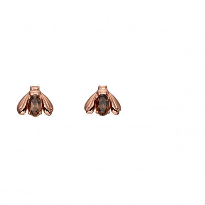 Elements Silver Rose Gold Plated Silver Smoky Quartz Bug Earrings E5681YBeginningsE5681Y