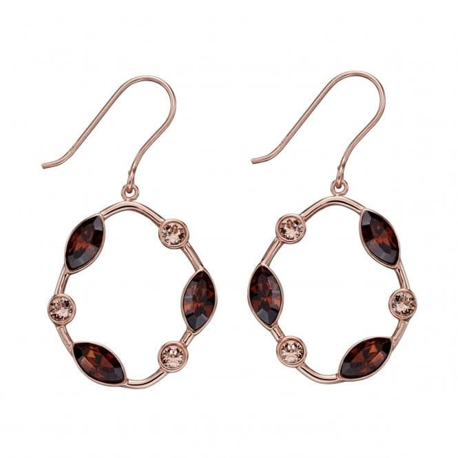 Elements Silver Rose Gold Plated Smoked Topaz Swarovski Earring E5722BeginningsE5722